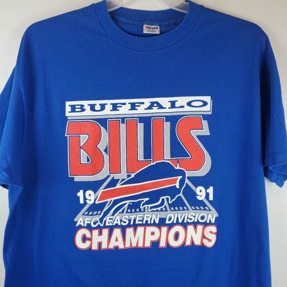 VTG 1991 Buffalo Bill's AFC Champions Football T Shirt XL RARE Single Stitch - Picture 1 of 8